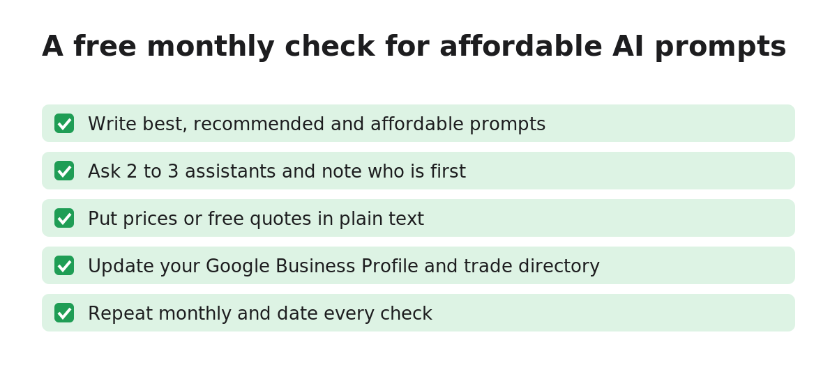Diagram: a free monthly check for affordable AI prompts