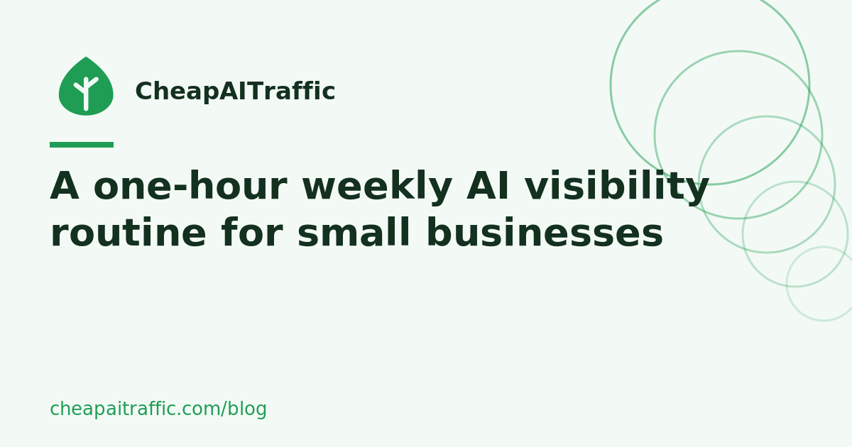 Illustrated cover for the article: A one-hour weekly AI visibility routine for small businesses